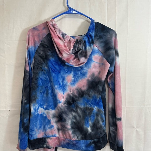 Love Womens 2-Piece Tie-Dye Sweatshirt & Jogger Set Pink/Blue/Black Medium - Picture 8 of 10